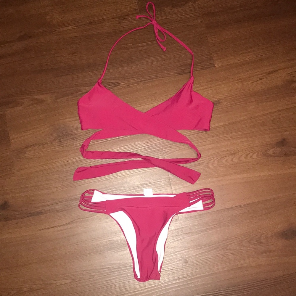 Maroon Cross Tie Bikini